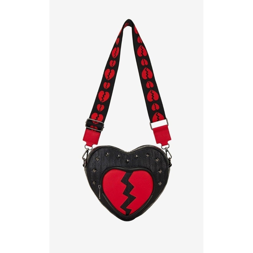 NEW Loungefly Broken Heart "No‎ Thanks" Figural Valentine's Crossbody Bag Gothic